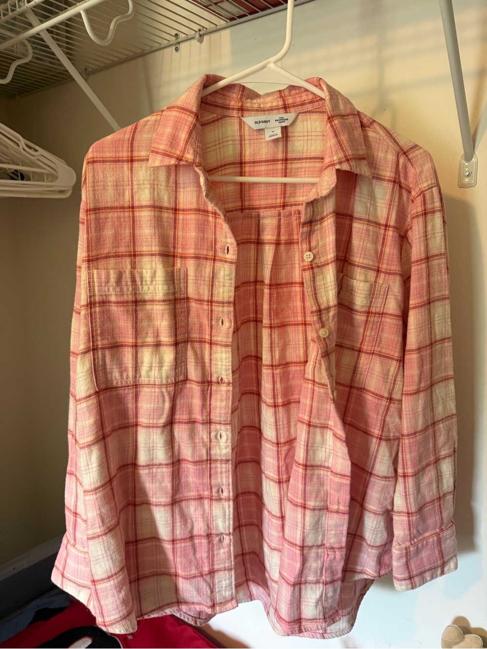 Old Navy Pink and Cream Plaid Shirt